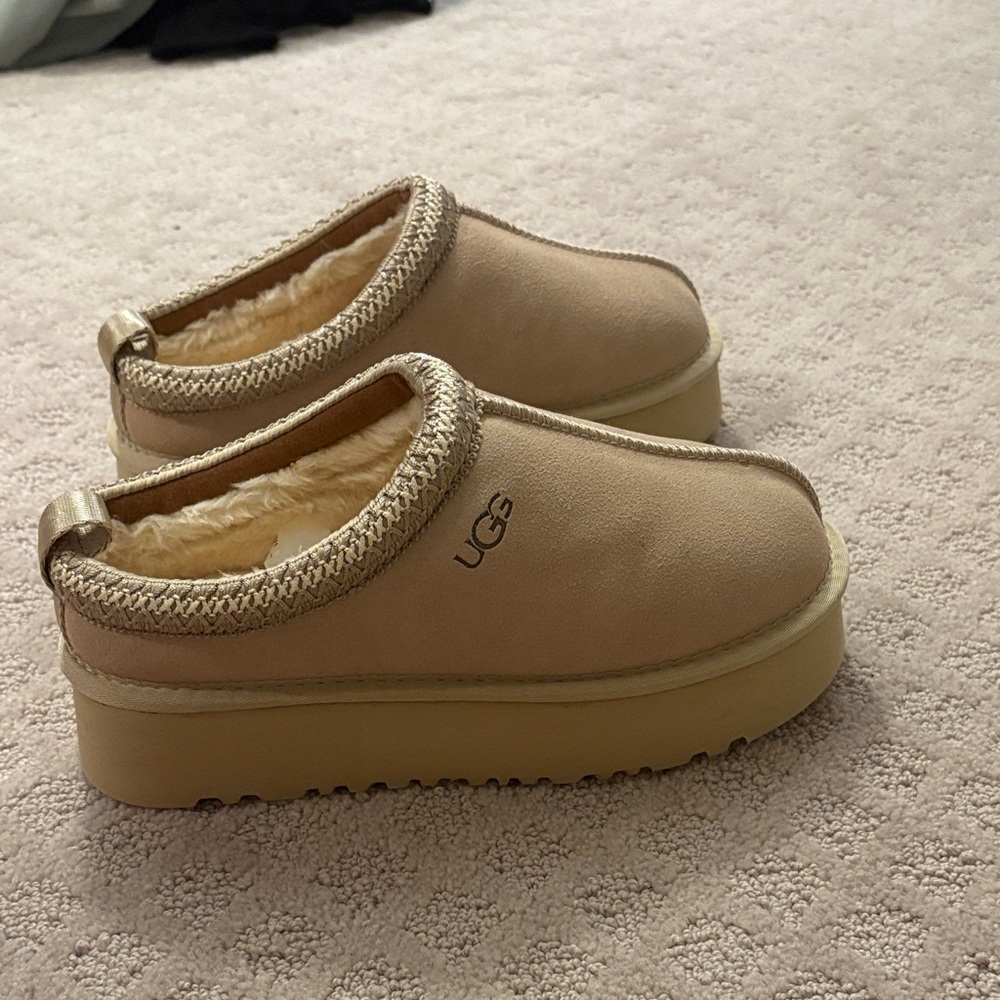 UGG Beige Platform Slippers